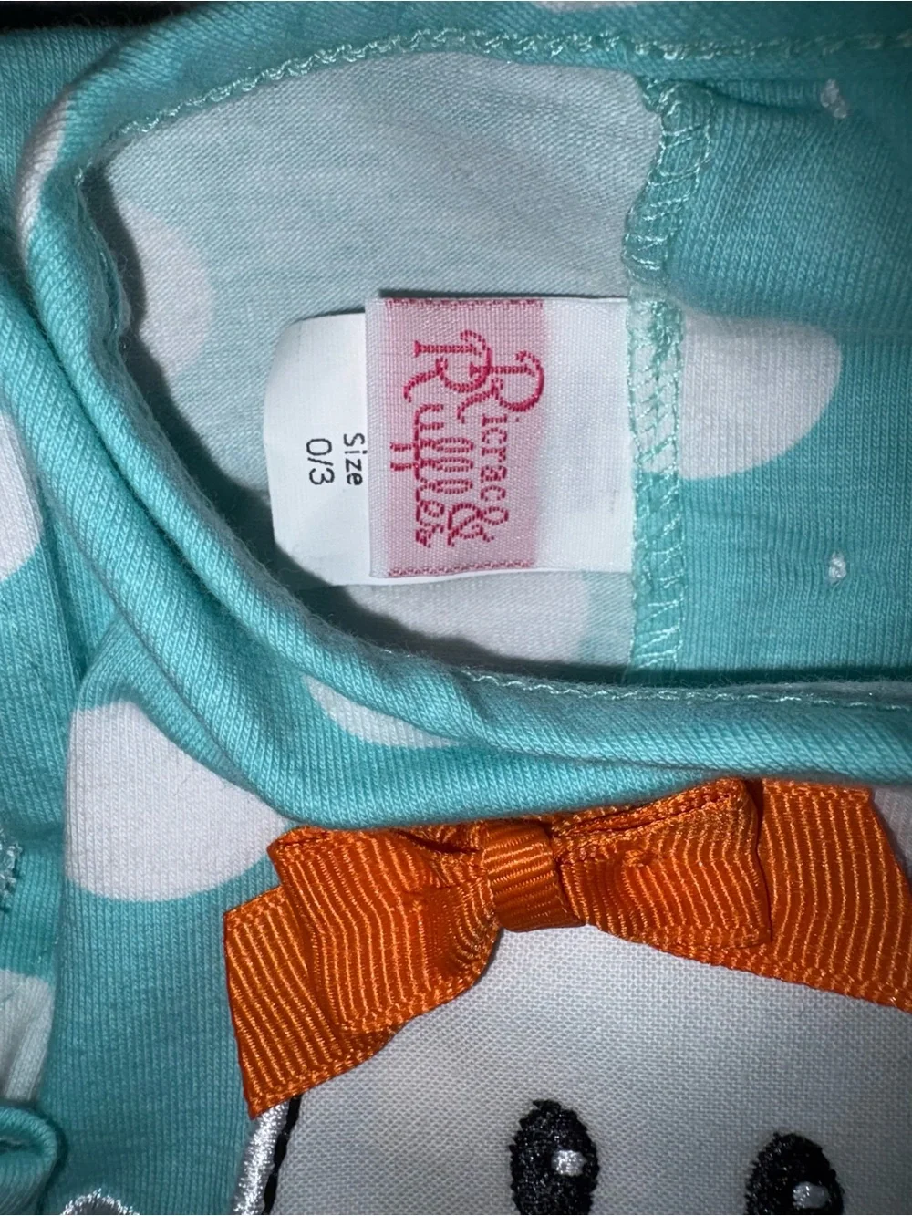 Toddler Polka Dot Ghost Ruffle One-Piece Bodysuit - Aqua & White